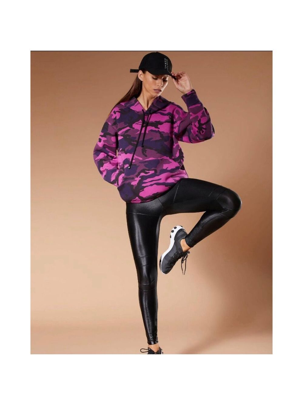 Koral Pink Purple Camo Cropped Hoodie Size S NWT Adjustable Hem